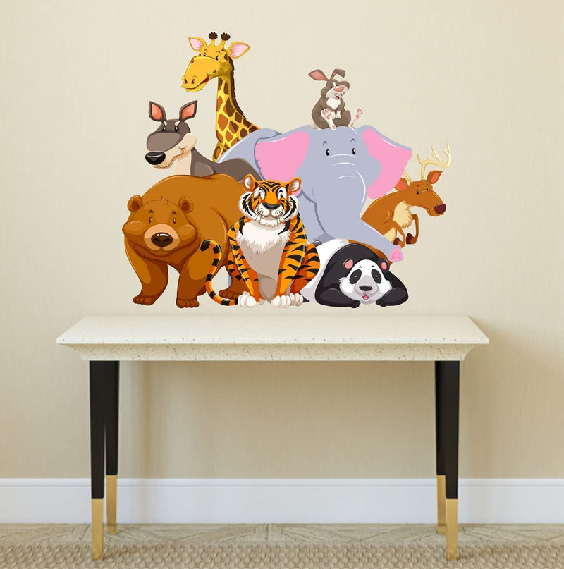 Tuffuk Jungle Animals Large Vinyl Wallstickers for Home Decorations(50 cm x 40 cm)4TZ315