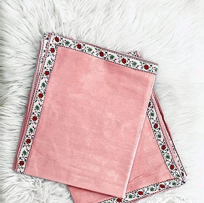 Harbell Home 220 TC 100% Pure Cotton Skin Friendly Single Bed Solid Plain with Border Coloured Top Sheet | Summer Blanket | Khes | AC Blanket | Dohar As Chaddar. Pack of 2. (Peach)