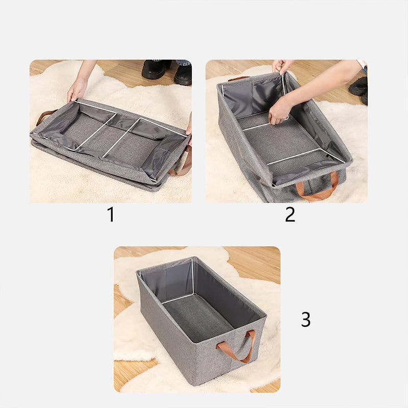 KSP HOME Collapsible Fabric Storage Cubes Organizer with Handles Foldable Storage Baskets for Organizing Toys, Books, Shelves, Closet, Large Storage Box with Handles (Grey-Pack of 4)