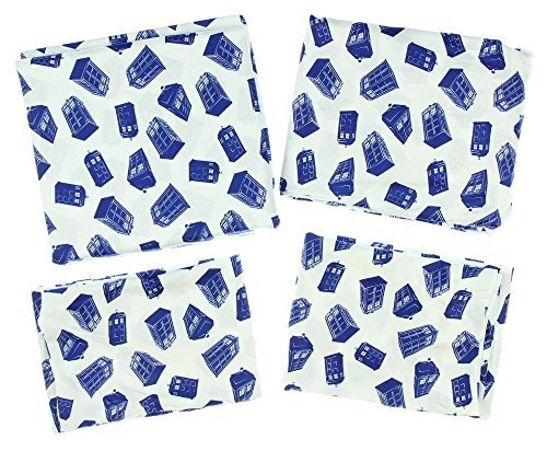 Doctor Who Tardis All Over Print Queen Size Sheet Set by Lady Sandra