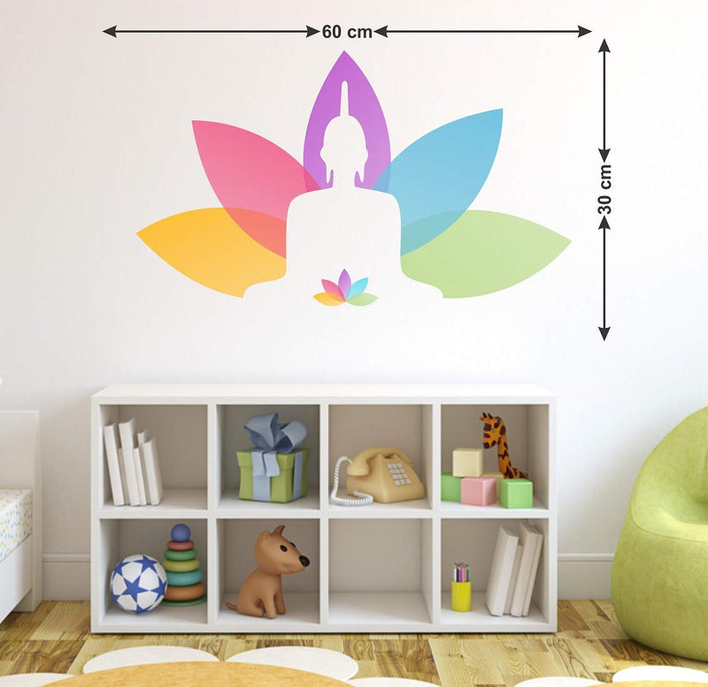 Tuffuk Colourful Budha Large Vinyl Wallstickers for Home Decorations(60 cm x 30 cm)4TZ191