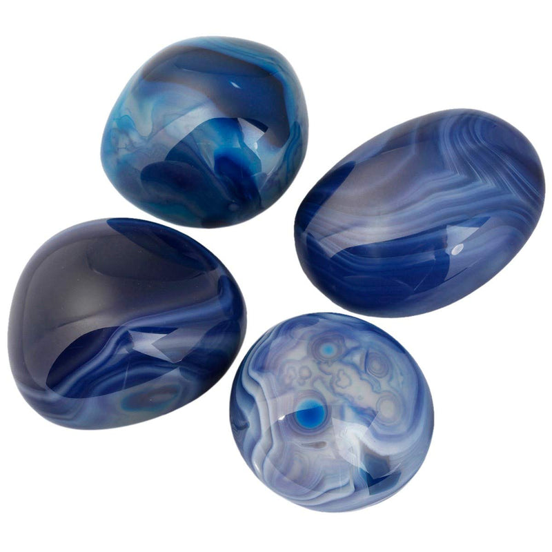 TUMBEELLUWA Palm Stone Healing Crystal Quartz Irregular Polished Therapy Energy Pocket Worry Stones,Dyed Blue Agate