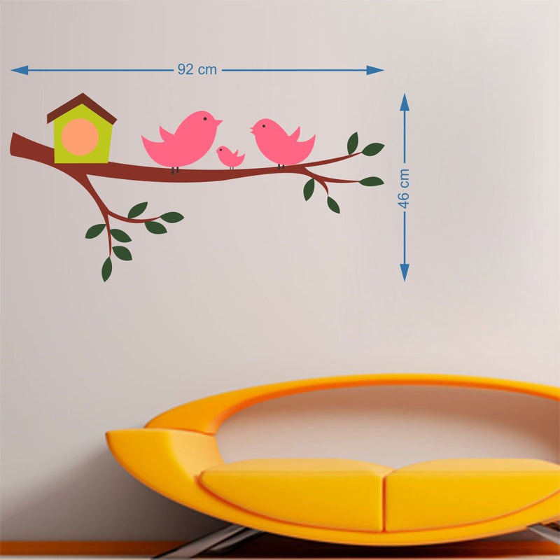 Walltech Happy Bird Family Wall Sticker| Beautiful Design Wall Decoration Sticker