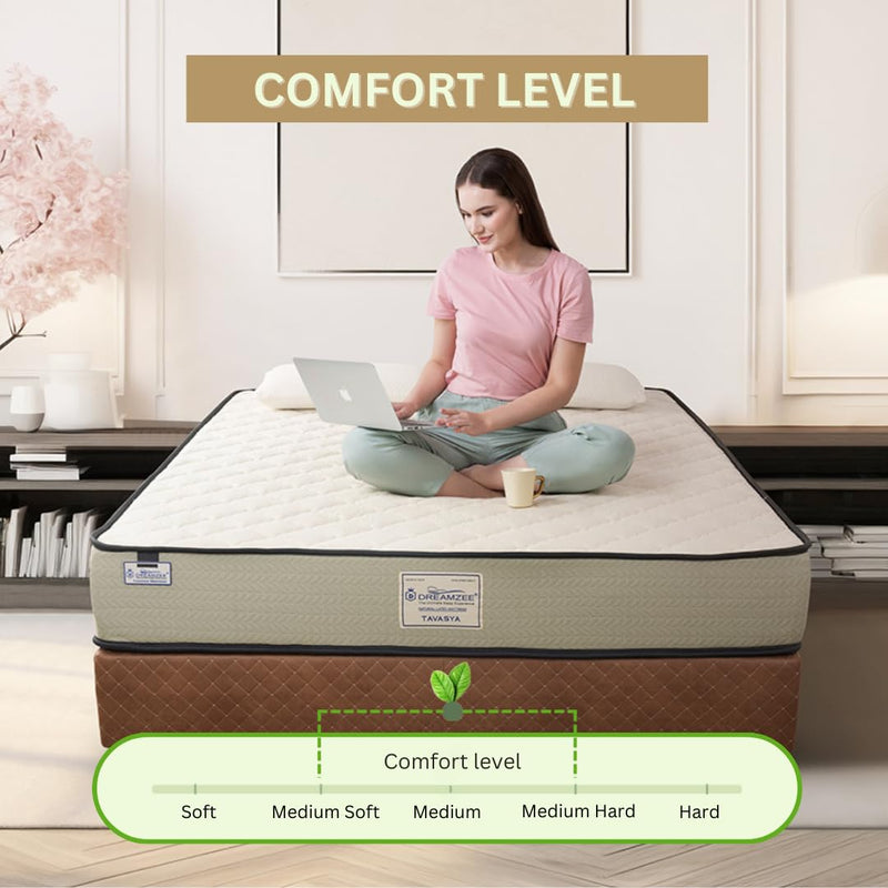 DREAMZEE Tavasya™ - Globally Certified 100% Natural Latex 7 Zone - Ultra Luxury Organic Mattress with Anti-Bacterial Shield (84 x 72 x 9 Inches)