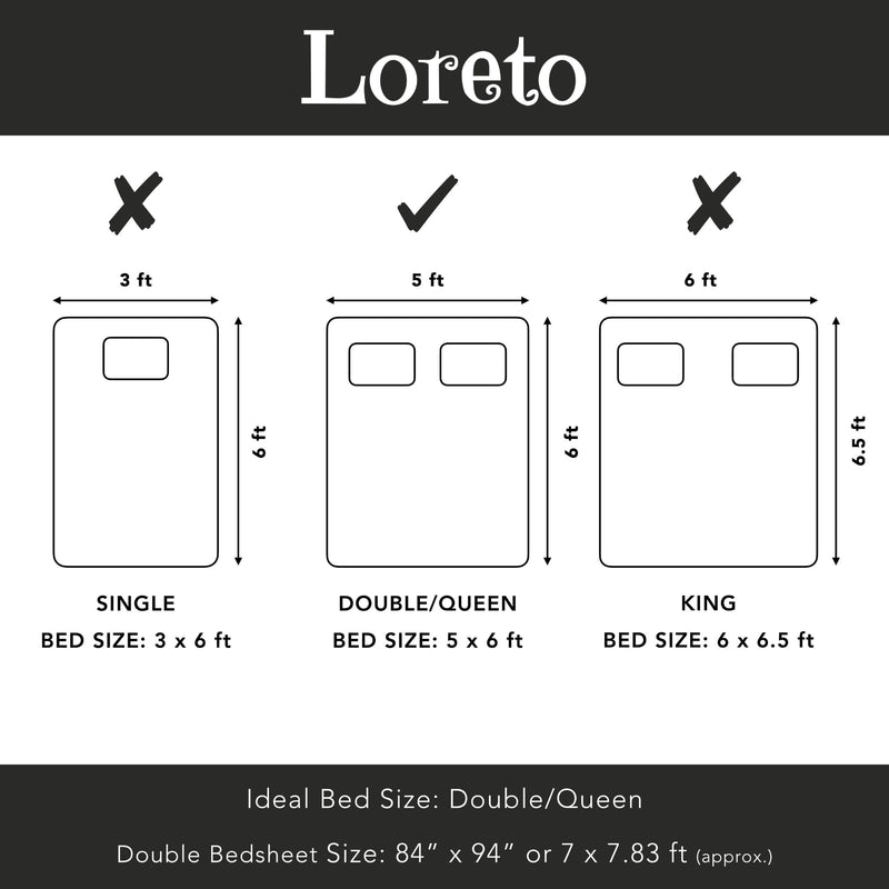 LORETO – A QUALITY LINEN BRAND 144 TC 100% Cotton Bedsheet for Double Bed with 2 Pillow Covers - Colonial Blue Matrix