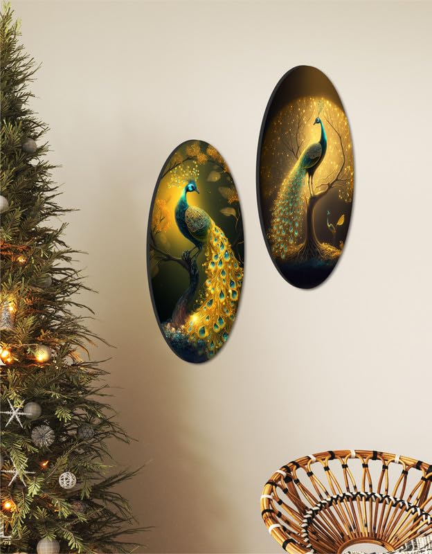 SAF paintings Oval Shape Beautiful peacock wall hanging for Home Décor and Office décor O-10