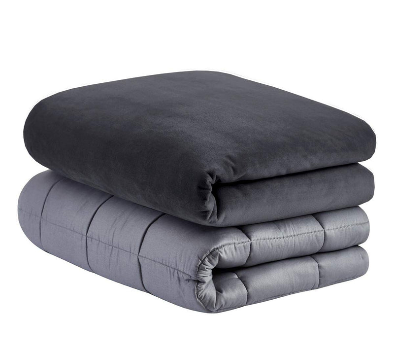 Cottington Lane Weighted Blanket for a Adult - 48" x 75"(12 Lbs Or 5.5 Kg) - Calm, Sleep Better and Relax Naturally. Adult Twin Size_Grey Blanket + Dark Grey Cover