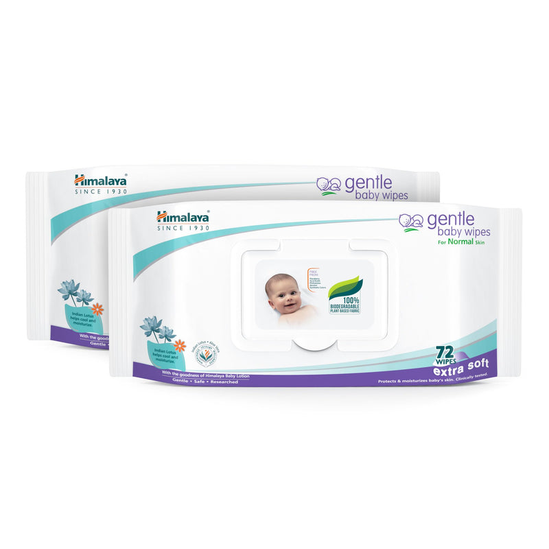 Himalaya Gentle Baby Wipes - 72 Pieces (Pack of 2)