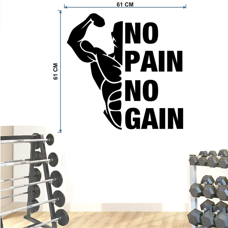 Ruby D�COR Gym Sticker NO Pain NO GAIN for Wall and Glass Size 61cmX61cm