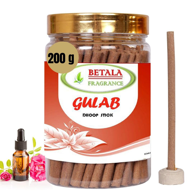 BETALA FRAGRANCE GULAB (Rose) dhoop Sticks for Pooja (200 GM batti) with dhoop Stand Holder in Box (200 Gm)