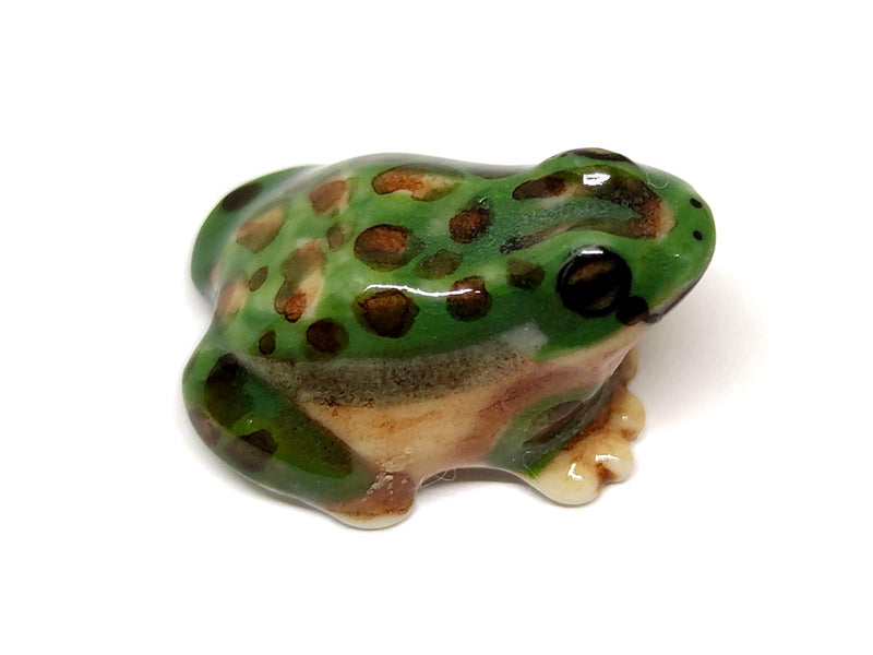 SSJSHOP Frog Micro Tiny Figurines Ceramic Hand Painted Animals Collectible Small Gift Home Decor, Green