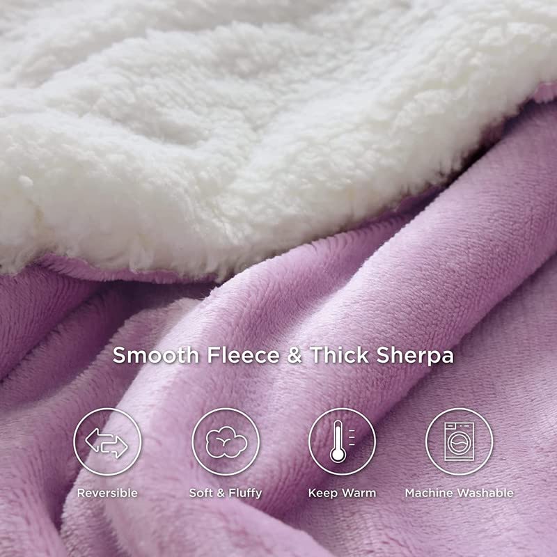 BSB HOME Sherpa Fleece Blanket Double Size Winter Super Soft Extra Warmest and Heavy Thick Winter 500GSM Bed Blankets for Couch Sofa Bed, 90" X 90" (Pink)