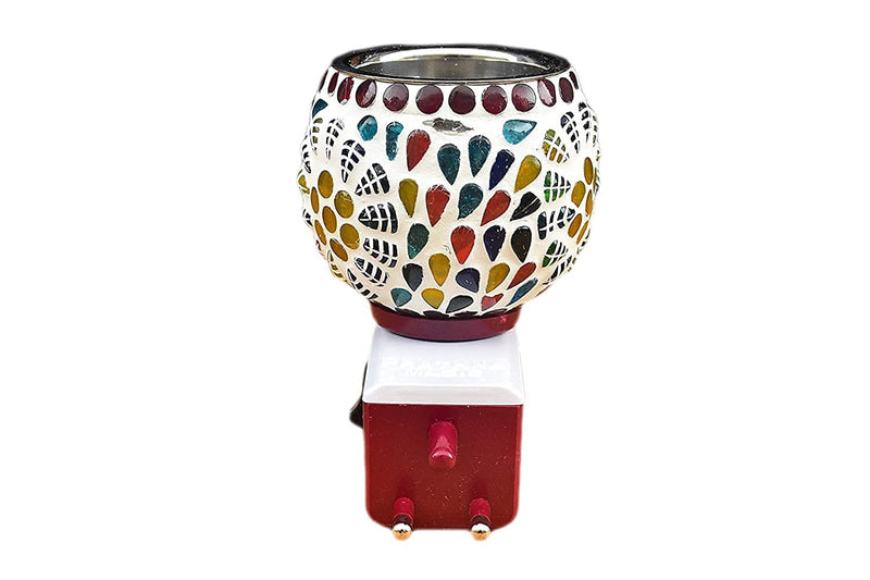 Dbell | Kapur Dani Electrical Camphor Diffuser. Glass Kapoor Dani & Essential Oil Diffuser with On Off Switch to Toggle Between Burner & Lamp (Fulpati & Goti)