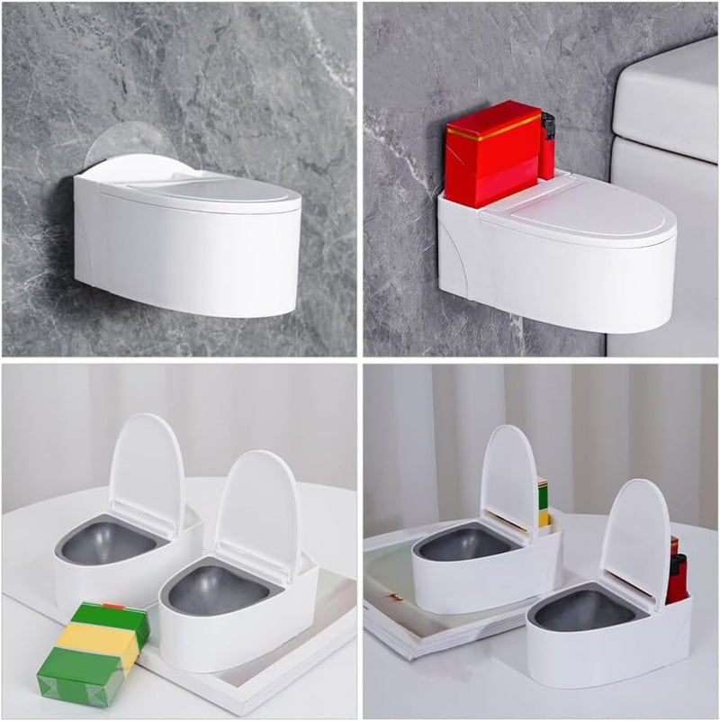 Sevia Ashtray for Cigarettes, Outdoor Ashtrays Cool Portable Ashtray with Lid of Toilet-Shaped for Weed, Fancy Ash Holder Great Gift for Men Women