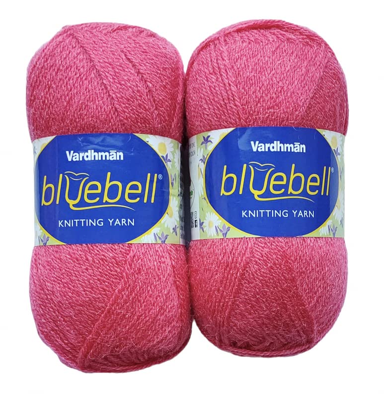 Vardhman Bluebell 200 GM (1 Ball, 100 GM Each) Wool Ball Hand Knitting Wool/Art Craft Soft Fingering Crochet Hook Yarn, Needle Acrylic Knitting Yarn Thread Dyed Shade No-67