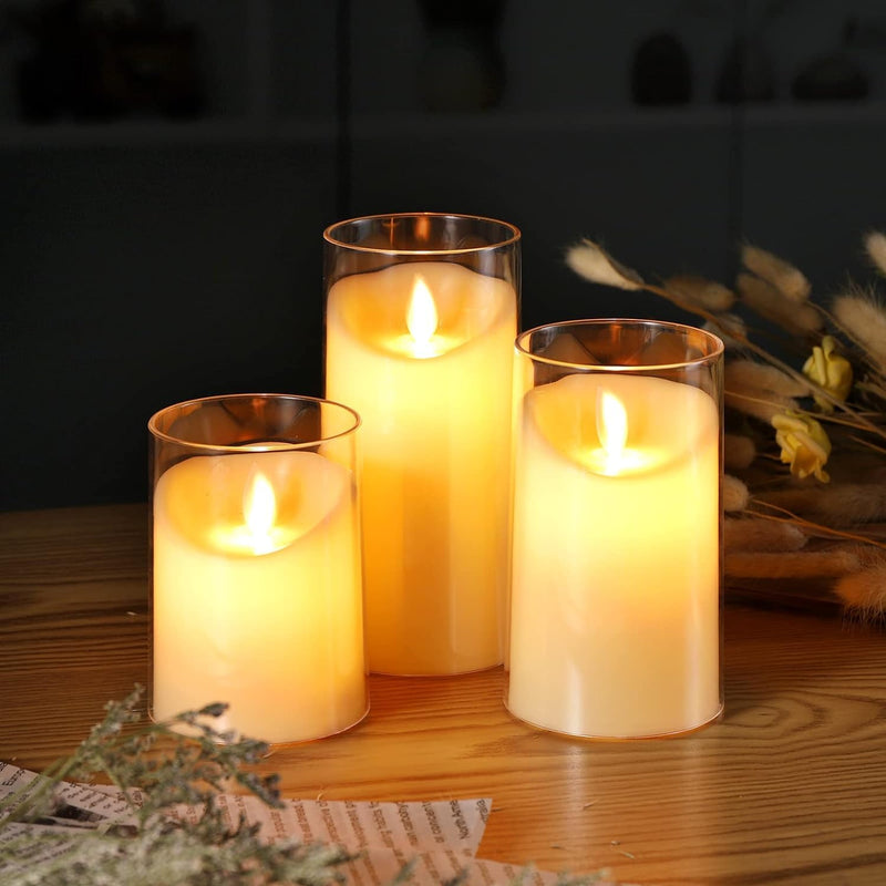 53 Arts Flameless Flickering LED Candles Pack of 3 Pcs (white in colour)