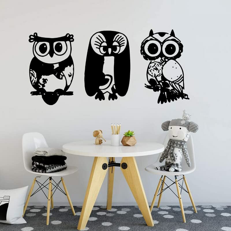 GADGETS WRAP Wall Decal Vinyl Sticker for Home Office Room Decoration 3Pcs Owl Birds Wall Sticker Jungle Animal Pet Owl