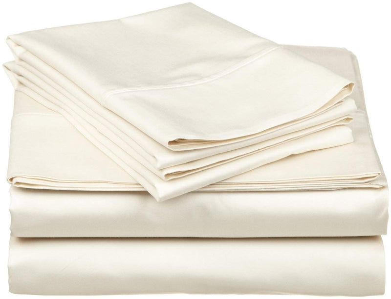 Grandeur Linens 800 Thread Count Four (4) Piece Olympic Queen Size Ivory Solid Bed Sheet Set, 100% Egyptian Cotton, Deep Pocket by Grandeur Linens