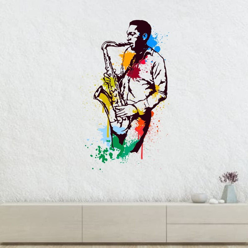 Wallzone Saxophone Large Vinyl Wallsticker for Home Decoration ( 105cm x 64 cm)