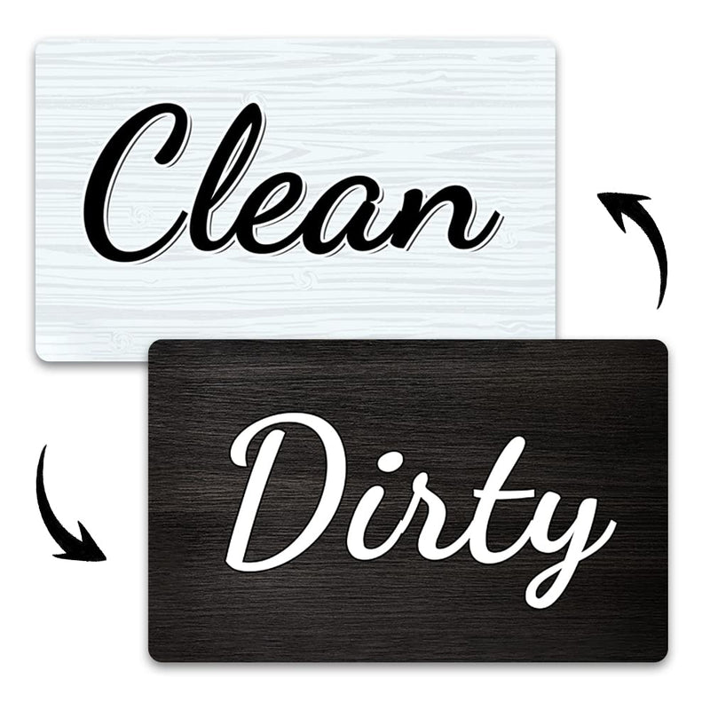 Dishwasher Magnet Clean Dirty Sign,Double Sided Magnet with Magnetic Plate,White and Black Kicthen Indicator Simple Wood Clean Dirty Magnet for Dishwasher