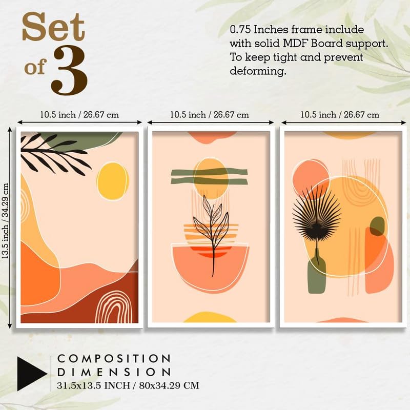 SAF paintings Set of 3 Modern Boho Art Wall Painting For Home And Office ol-COMBO-2191-K3