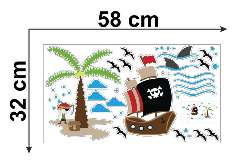 Delight Art Pirates Ship on sea Wall Sticker Size - ( 86*44 ) cm Model id - ( DAMC00475L )