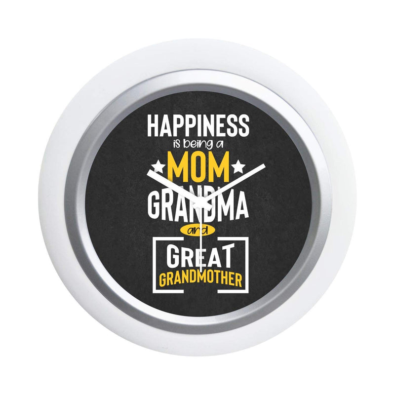 TheYaYaCafe Yaya Cafe Happiness is Being Great Grandmother Desk Clock Canvas Home Decor - 6x6 inches, Round (White Frame, Unbreakable Flexiglass Cover, Analog)