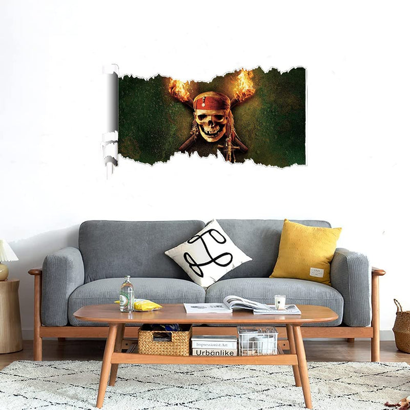 GADGETS WRAP Printed Wall Decal Sticker Scratched Paper Style Wall Decal (90cm x 50cm) - Pirate Skull Wall