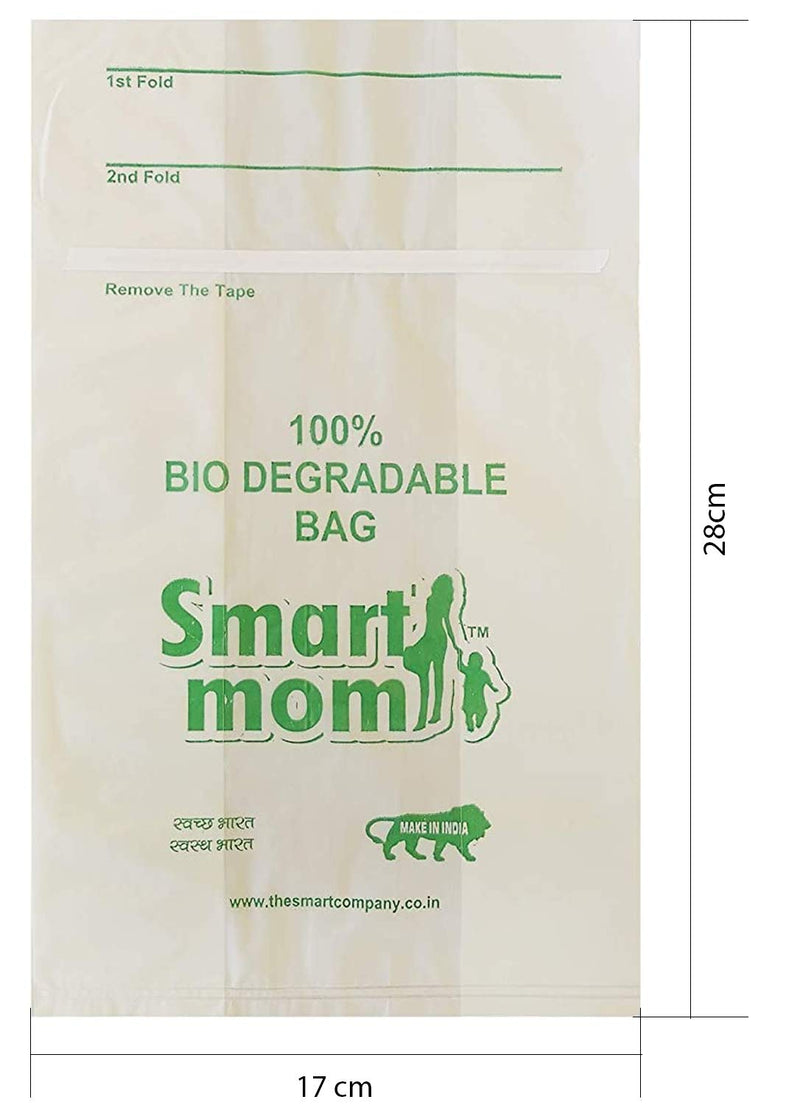 LifeKrafts Plastic Smart Mom Disposable Scented, Bio-Degradable And Eco Friendly Diaper Bags (White) - Pack of 100