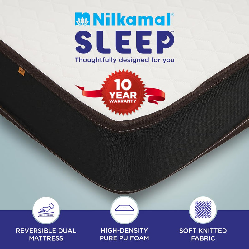 Nilkamal SLEEP Lite Dual Comfort Mattress, Soft and Firm Sides to Provide Plush Feel on one Side and Support on Other, Superior PU Foam Mattress (72X35X6, Single)