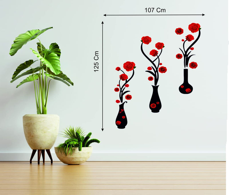 Techgifti Flower Pots Wall Sticker Standard Size- (Flower Pot_04)