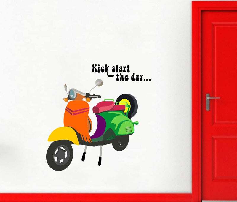 Asmi Collections Kick Start The Day Scooter Wall Sticker