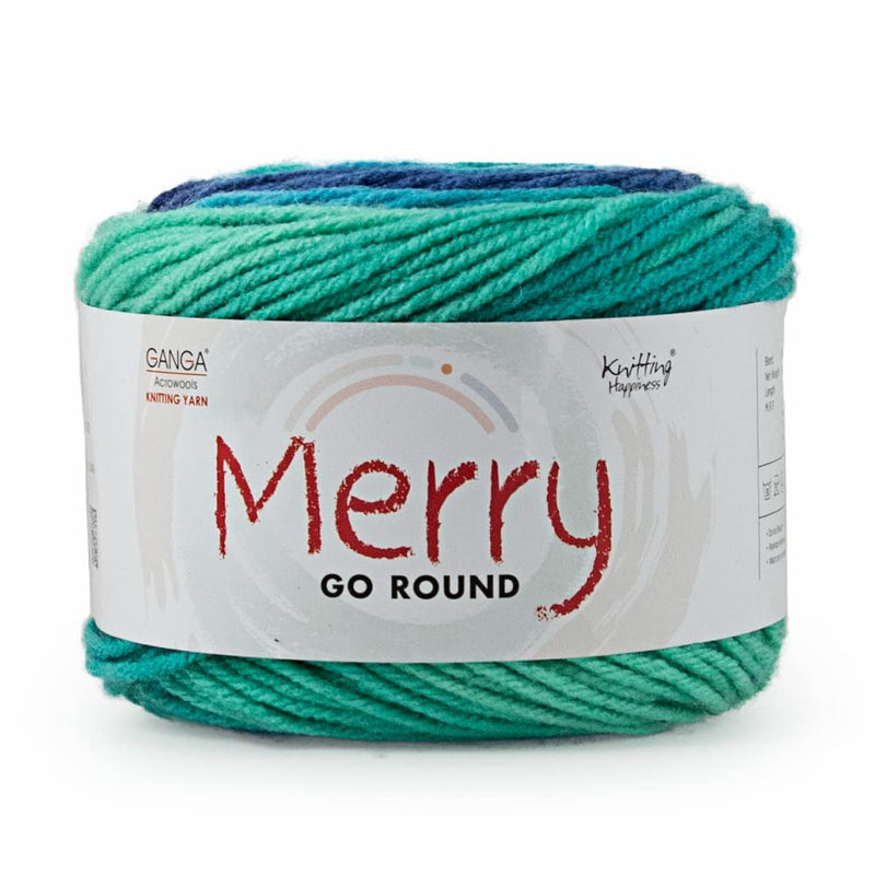 Merry Go Round, an Aran Weight Yarn, Comes in Colorful Cake, which has Variegated and Self Striping Effect, Shade NO. MGR003