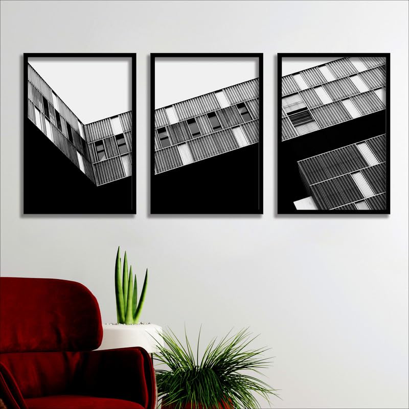 SAF paintings Set of 3 Abstract Wall Painting for Home Decoration SA-BLACKCF33608