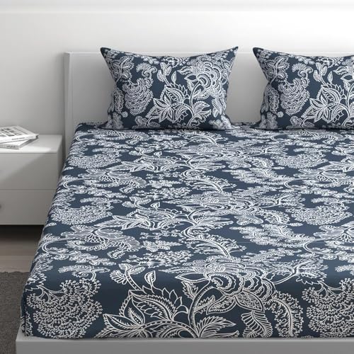 100% Cotton 152 TC Fitted Bedsheet with 2 Covers | Bruno Diwan, 72" x 48", Bruno| 1.83m x 1.22m