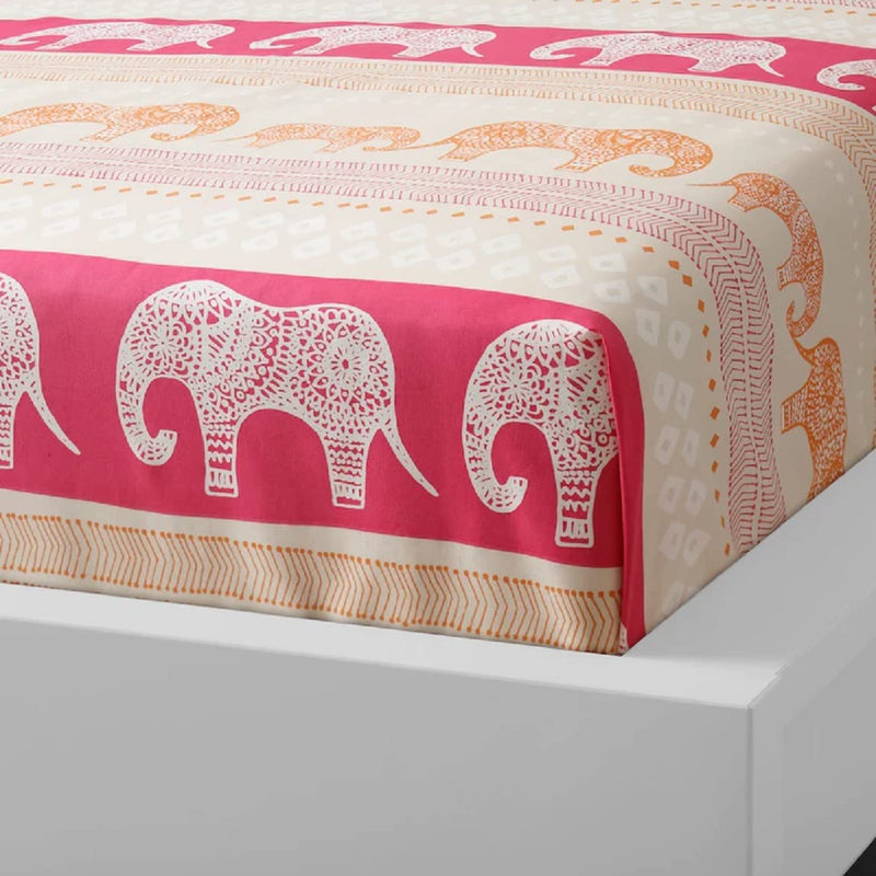 IKEA Little Loved Corner BARDVAL Flat Sheet and Pillowcase, Elephant Grey/Pink, 150x250cm