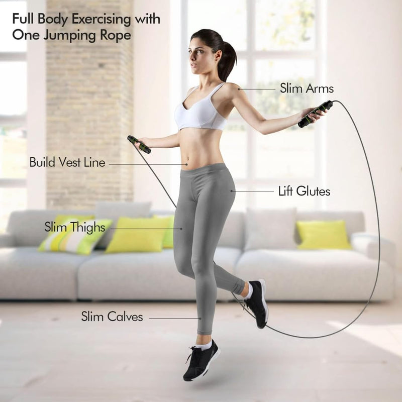 Abb Initio Gym Skipping Rope For Men & Women Adjustable Jumping Rope For Men Gym Rope/Exercise Rope For Men Workout, Green