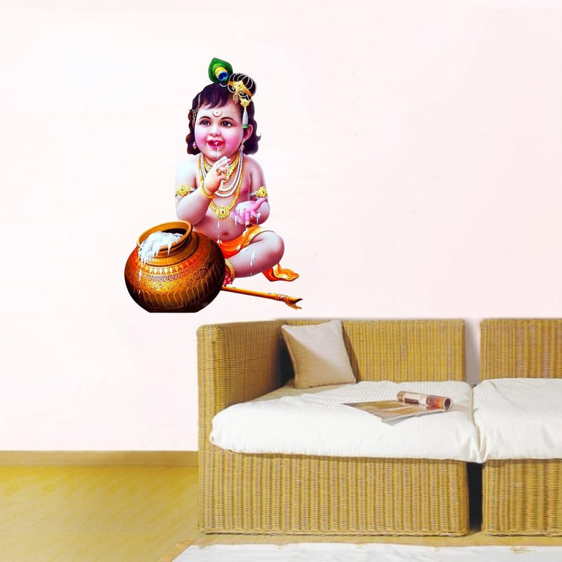 Delight Art Little Shree Krishna Design Wall Sticker Size - ( 39*56 ) cm Model id - ( DAMC00694L )