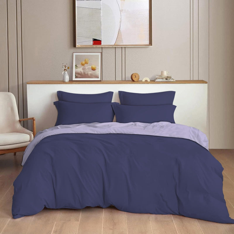 TIB Glace Cotton 140 GSM Plain King Size Bedsheet with 2 Pillow Covers, Bedsheet for Double Bed, 90X100 Inches, for Home, Hotel, Guest Room, Purple