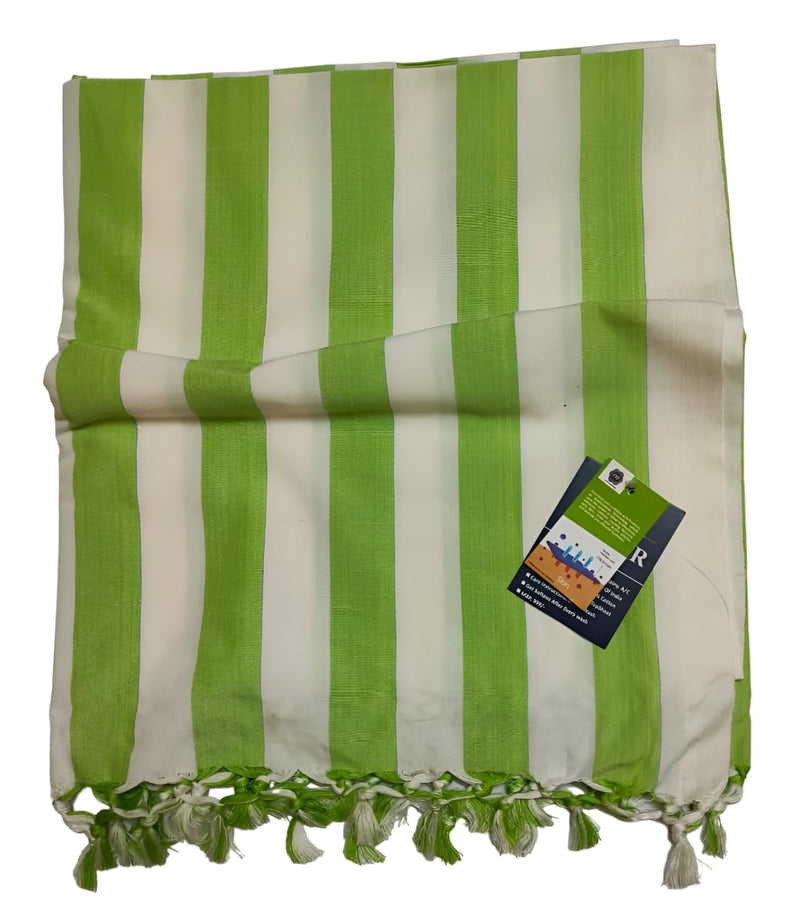 SHISHIR Craft Store Pure Bhagalpuri 100% Cotton Thin Blanket for Light Weight Top Sheet Odhne wali chadar | AC and Rainy Season | Travelling |Quick Absorption & Faster Drying (Green White)