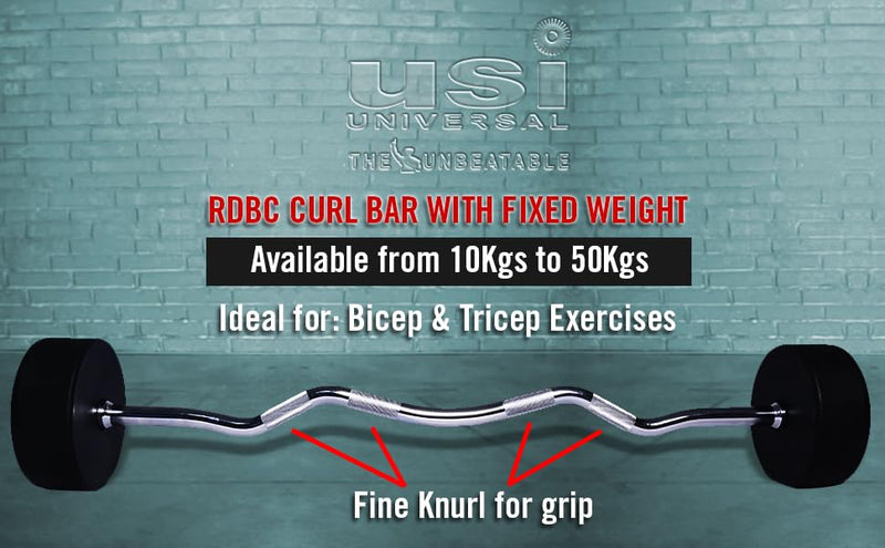 USI UNIVERSAL Curl Weight Bar With Fixed Weight Heads, Fixed Weight Barbell, RDBC 10kg Barbell Rod With Fixed Weight, Weight Lifting Gym Rod Curl Barbell Rod Fixed Weight Gym Workout Exercise Set