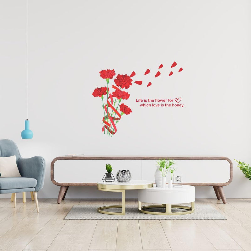 CVANU Life is The Flower with Flowers Self-Adhesive Vinyl Wall Sticker for Wall Decoration (32inX40in)_S269