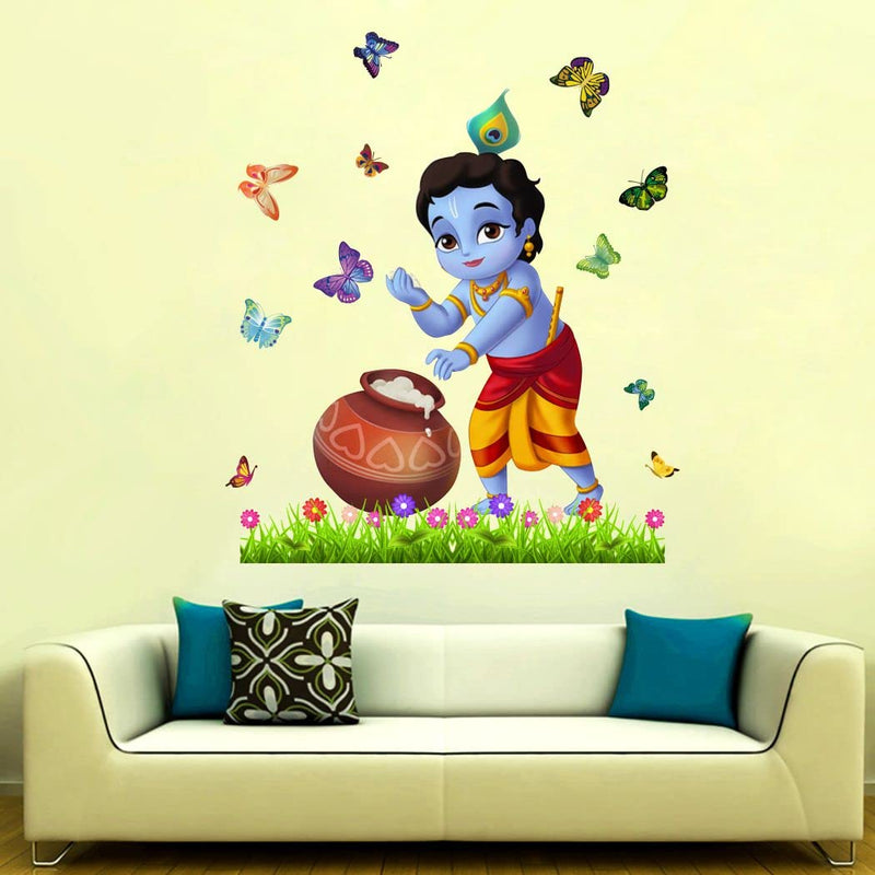 Graphics Decor Little Shree Krishna Design Wall Sticker Size - (56 * 65) cm