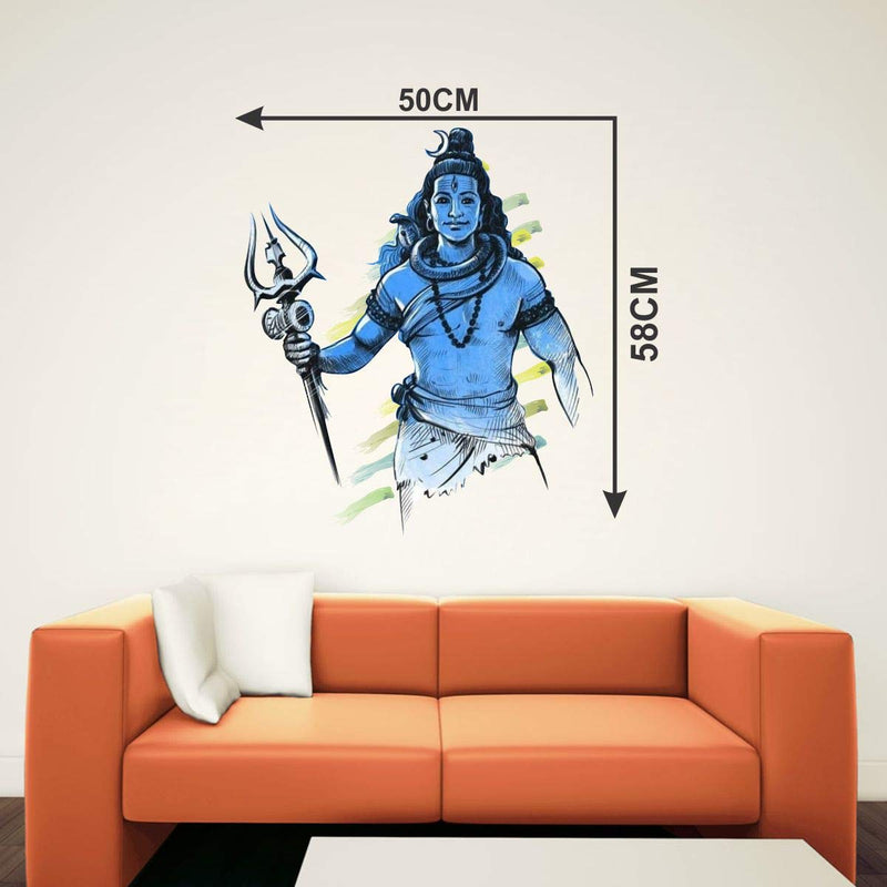 VCREATE DECOR Shiva Wall Sticker & Decal (PVC Vinyl,Size- 58 Cm X 51 Cm)