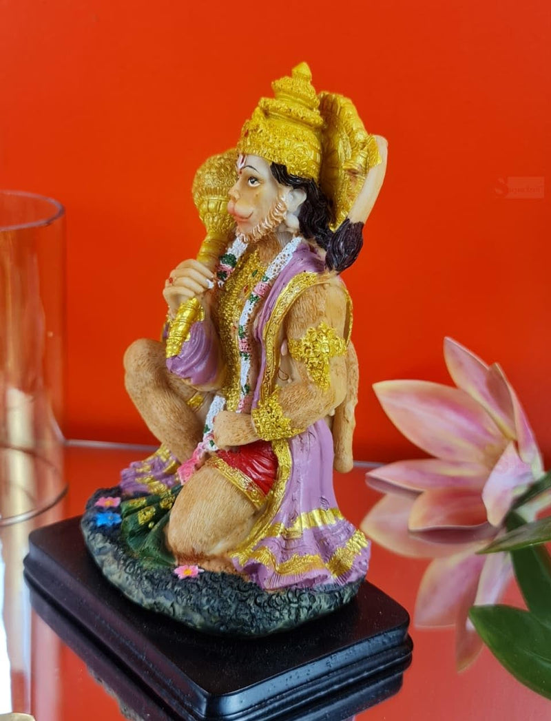 SATYAM KRAFT 1 Pc Hanuman Ji murti with gada Bajrang Bali lightweight idol for Home Decoration and Pooja mandir, car dashboard, decor statue, murti,figurine showpiece rakshabandhan idols(Polyresin)