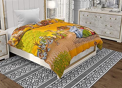 J SHREE Rajasthani Print Single Bed Reversible AC Blanket | Dohar | Quilt | Comforter | Duvet (Polycotton, Multicolor)