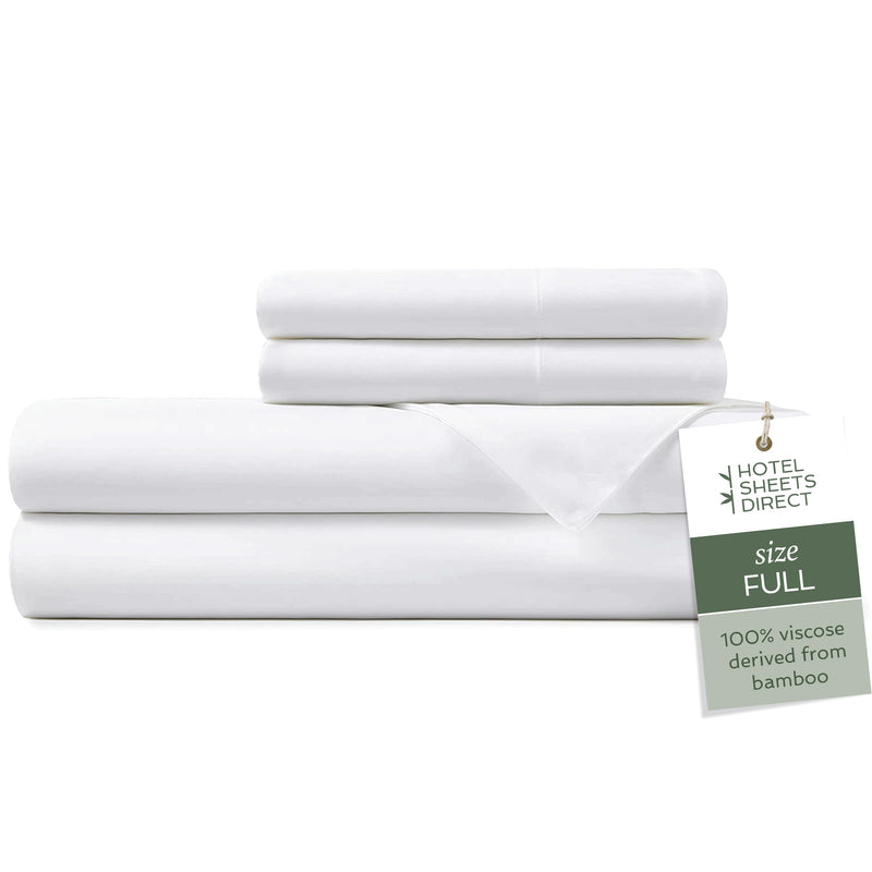 Full Hotel Sheets Direct White Bamboo-derived Viscose, 1600 Thread Count, 4-Piece Bed Sheet Set (1 Flat, 1 Fitted sheet, 2 Pillow Covers)