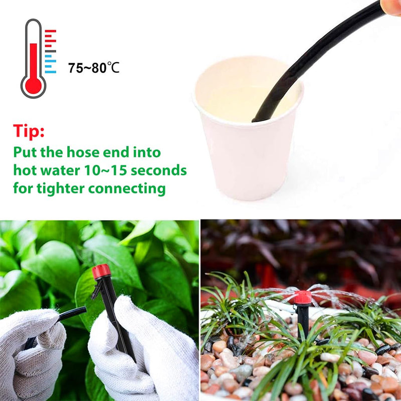 HASTHIP® 30Pcs Drip Irrigation Sprinkler for Home Garden Irrigation, Adjustable Flow Design Ground Insert Dripper, 1/4" Drip Irrigation Nozzles for Watering Plant Flower Cooling System