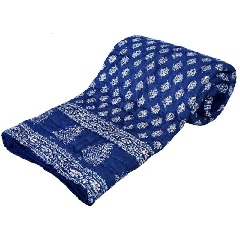 THROW KING Rajasthani and Cotton Jaipuri Print with Floral Design Jaipuri razai/Rajai/Quilts/Blanket (Single Bed)