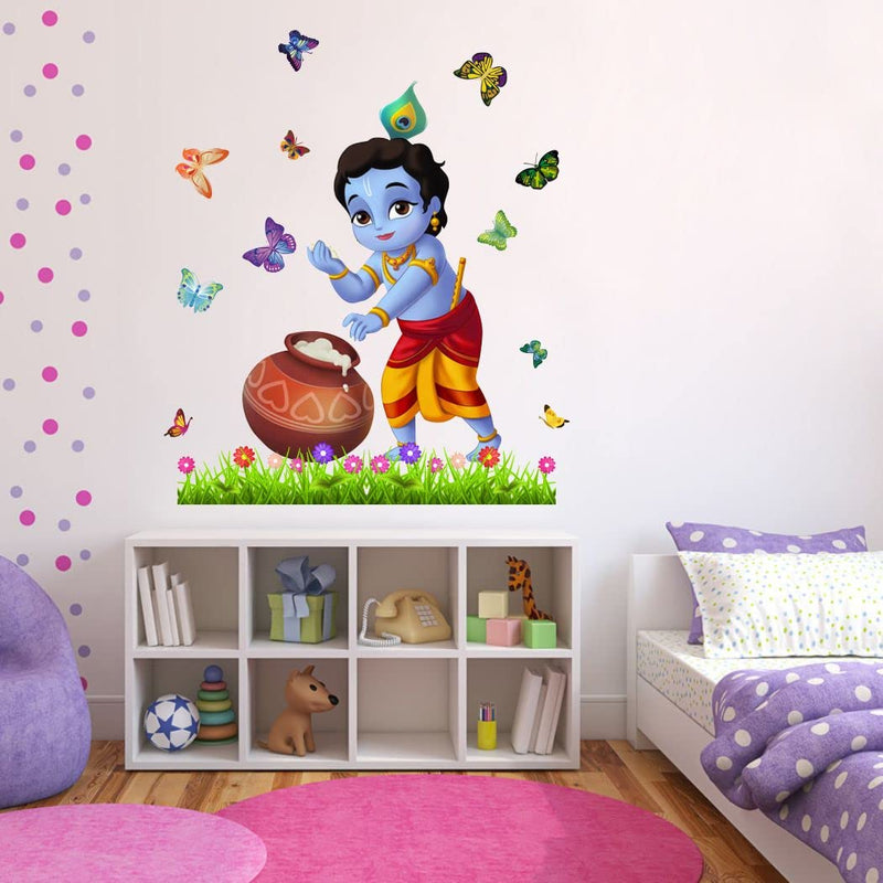 Graphics Decor Little Shree Krishna Design Wall Sticker Size - (56 * 65) cm